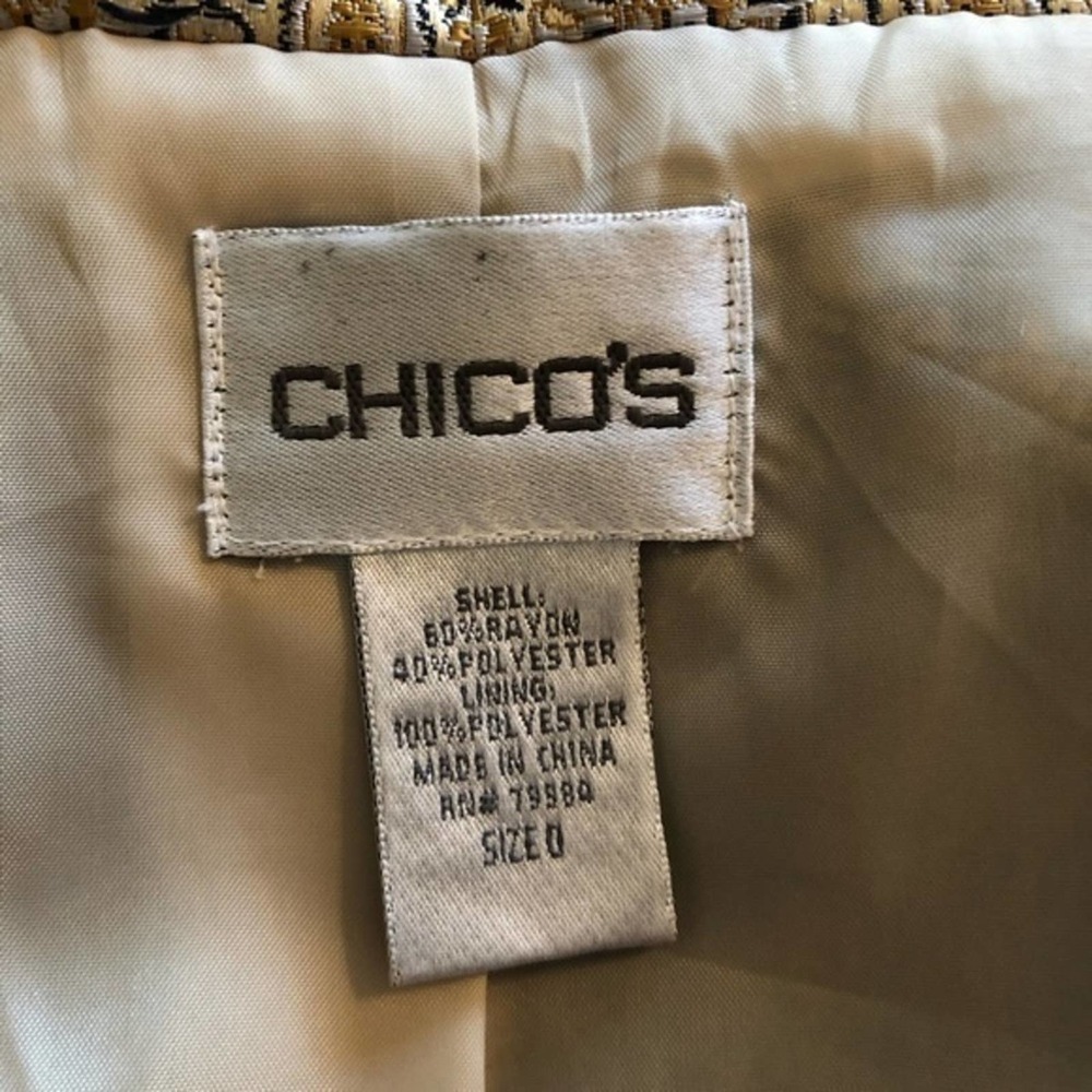 Chico’s Gold & Blue Brocade Jacket Size Small - Picture 5 of 7
